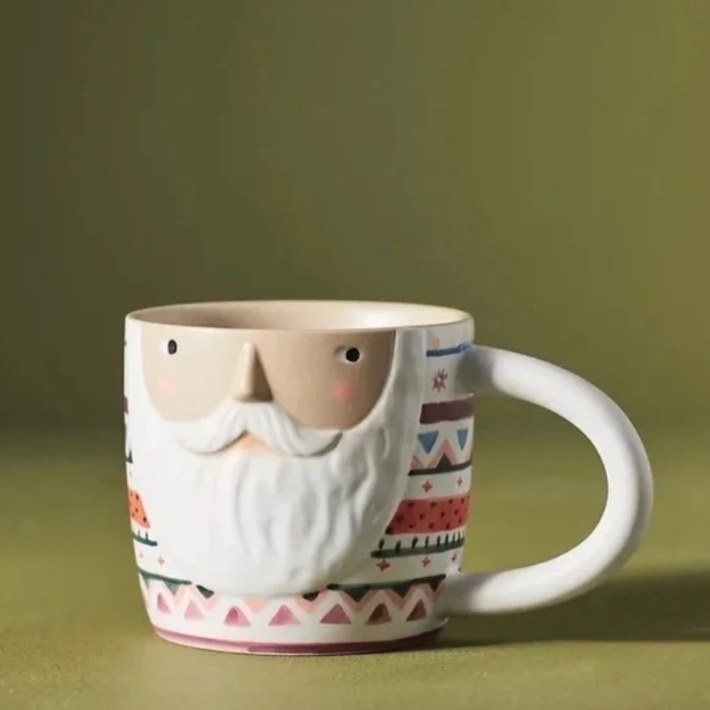 NWT Anthropologie Fotini Tikkou Santa Claus Christmas Mug